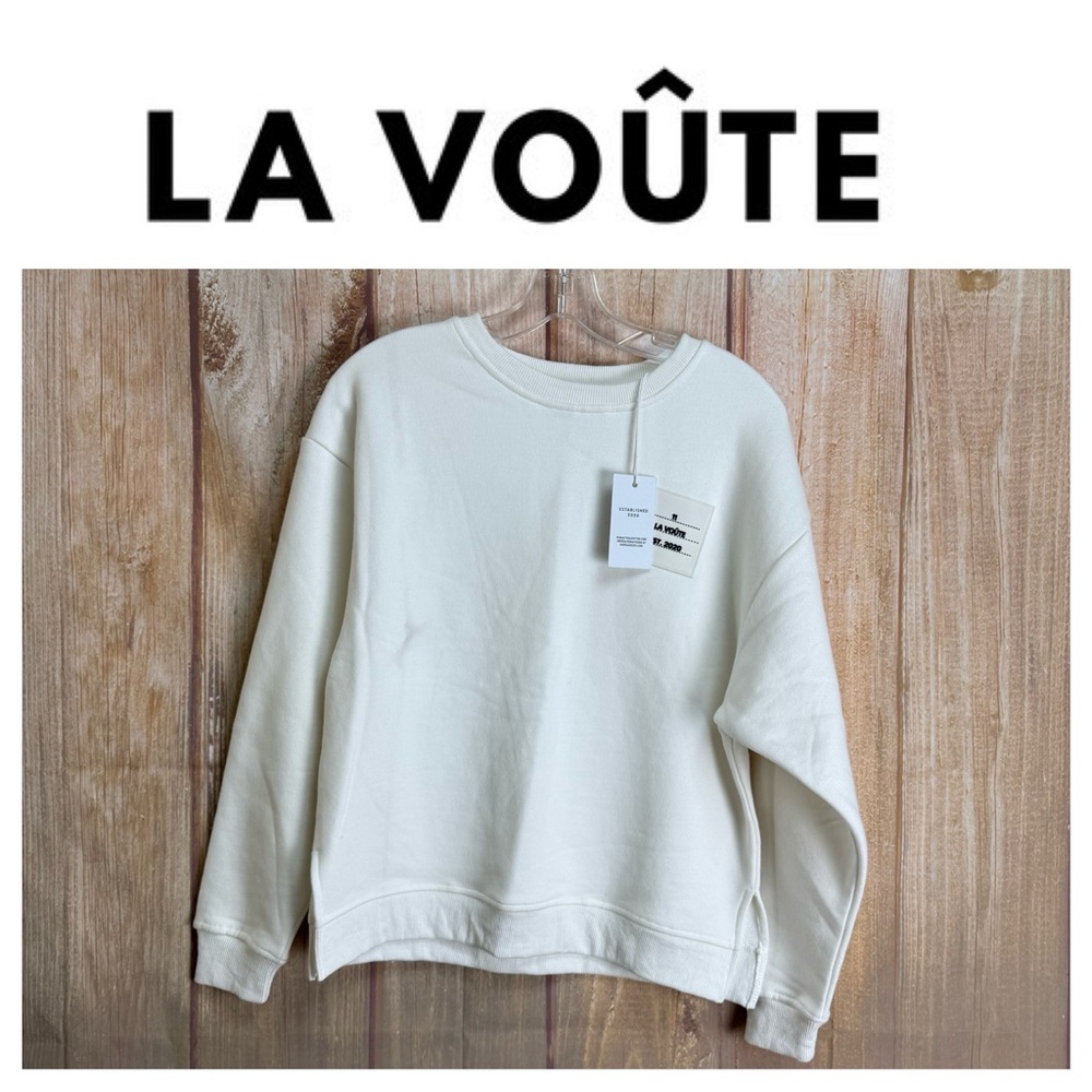 💵NWT LA VOÛTE Cream Crewneck Sweatshirt Size XSmall **Read**